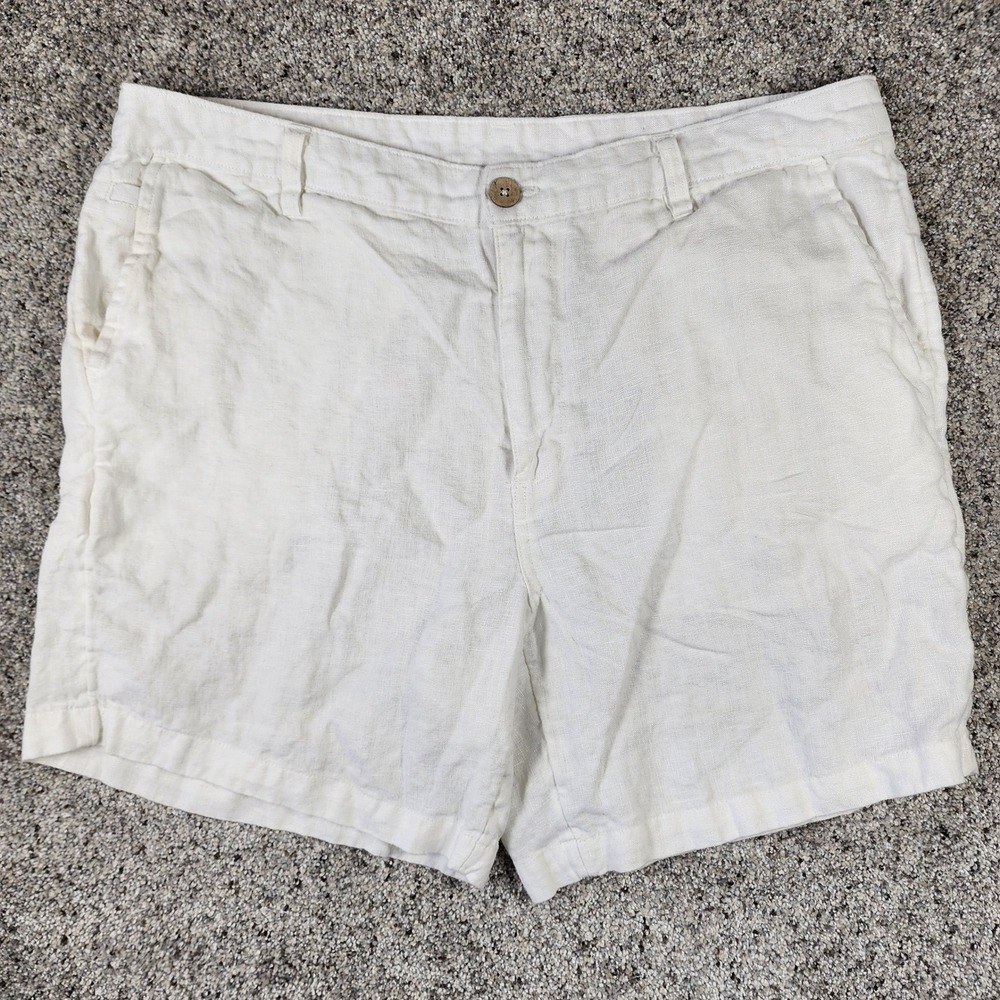 Daniel Hechter Linen Shorts Mens 36 White Flat Front 100% Linen Excellent